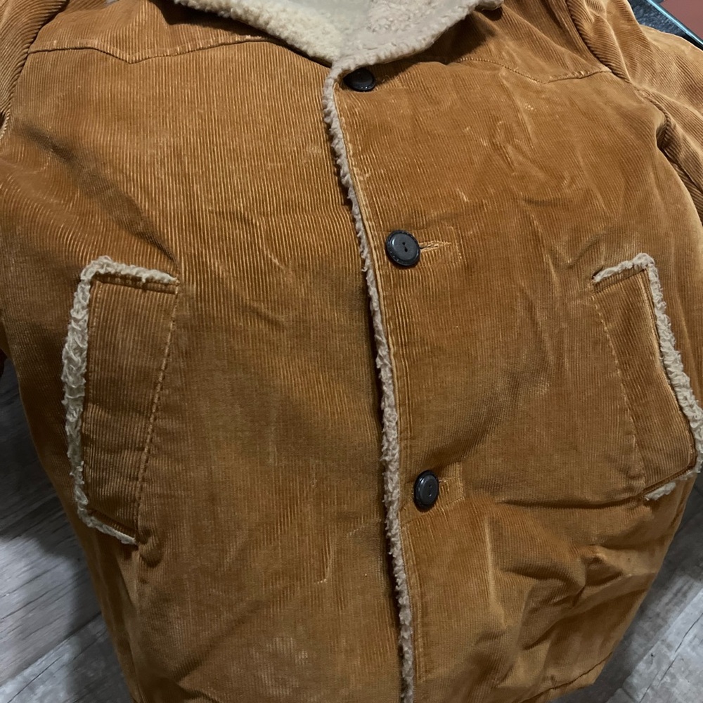 Men's Tan Corduroy Jacket with Shearling Lining